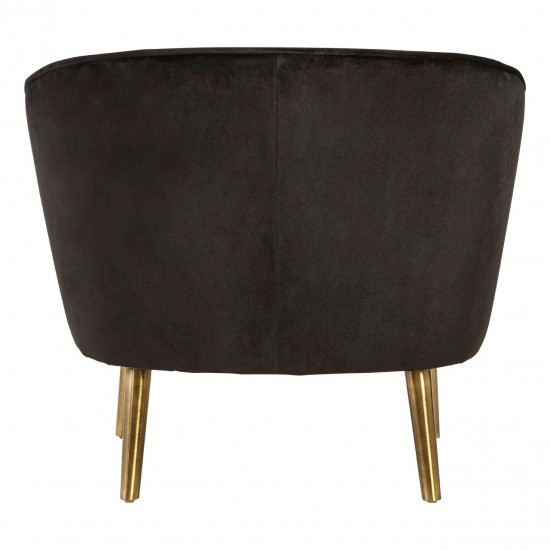 Miami Black Velvet And Gold Accent Chair