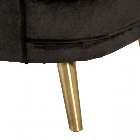 Miami Black Velvet And Gold Accent Chair