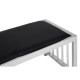 Miami Silver Finish and Black Leather Bench