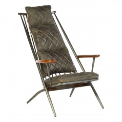 Holborn Grey Leather Cocktail Chair
