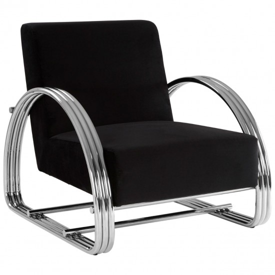 Albany Chrome And Black Velvet Accent Chair