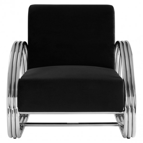 Albany Chrome And Black Velvet Accent Chair