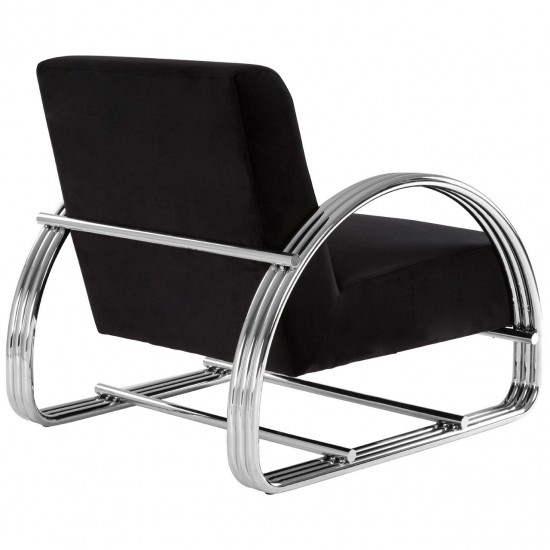 Albany Chrome And Black Velvet Accent Chair