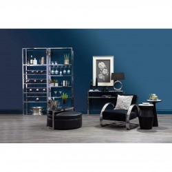 Albany Chrome And Black Velvet Accent Chair