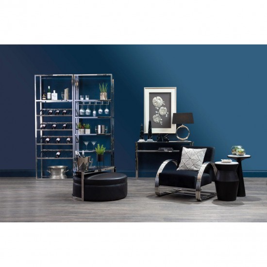 Albany Chrome And Black Velvet Accent Chair