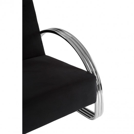 Albany Chrome And Black Velvet Accent Chair