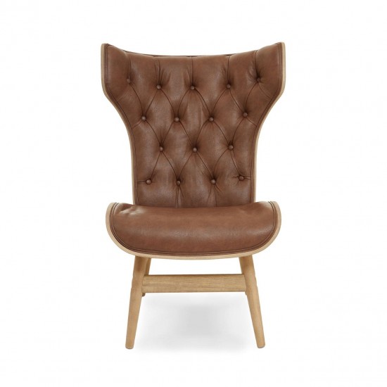Oslo Winged Back Brown Leather Accent Chair