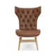 Oslo Winged Back Brown Leather Accent Chair