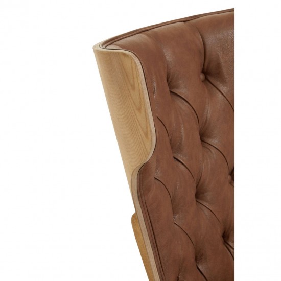 Oslo Winged Back Brown Leather Accent Chair