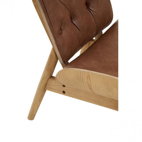 Oslo Winged Back Brown Leather Accent Chair