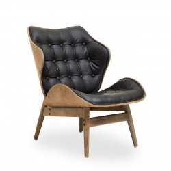 Olso Black Leather And Wood Accent Chair