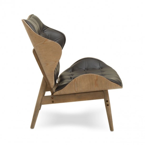 Olso Black Leather And Wood Accent Chair