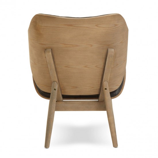 Olso Black Leather And Wood Accent Chair