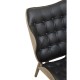 Olso Black Leather And Wood Accent Chair