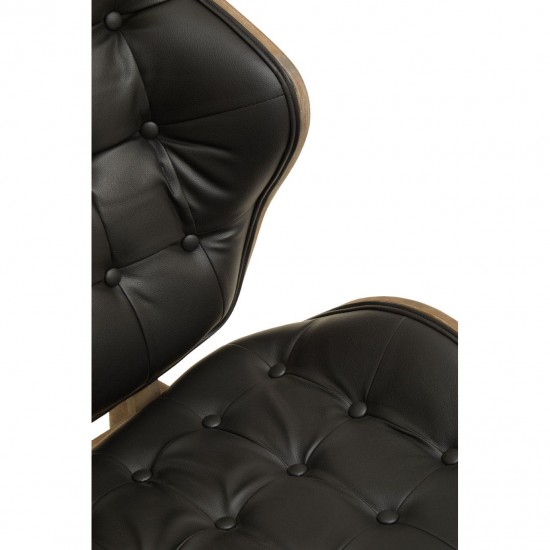 Olso Black Leather And Wood Accent Chair