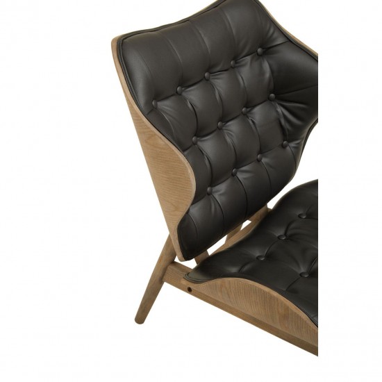 Olso Black Leather And Wood Accent Chair