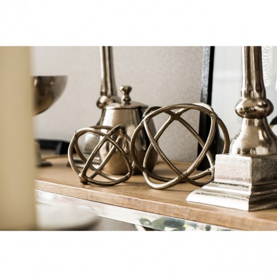 Lexington Pair Nickel Finish Ball Sculptures