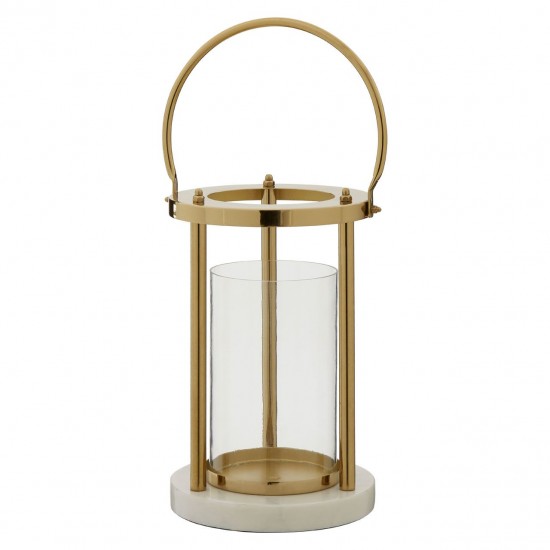 Ella Small Marble And Gold Hurricane Candle Holder