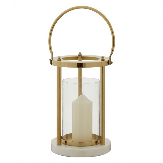 Ella Small Marble And Gold Hurricane Candle Holder