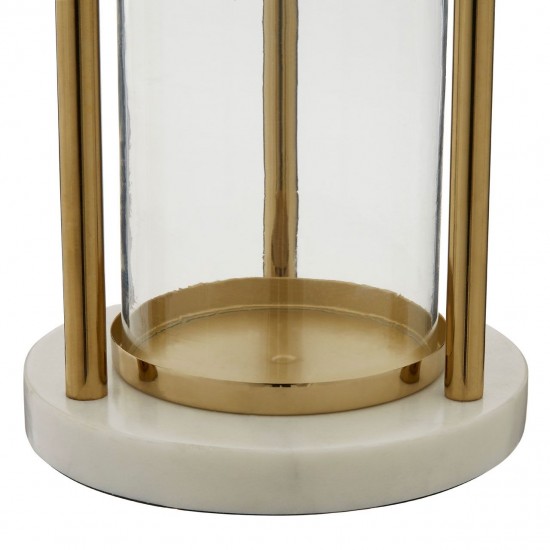 Ella Small Marble And Gold Hurricane Candle Holder