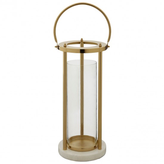 Ella Large Marble And Gold Hurricane Candle Holder