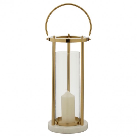 Ella Large Marble And Gold Hurricane Candle Holder