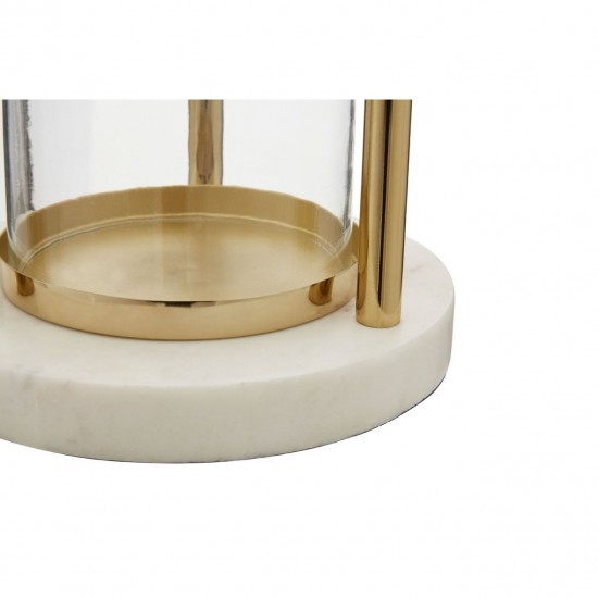 Ella Large Marble And Gold Hurricane Candle Holder