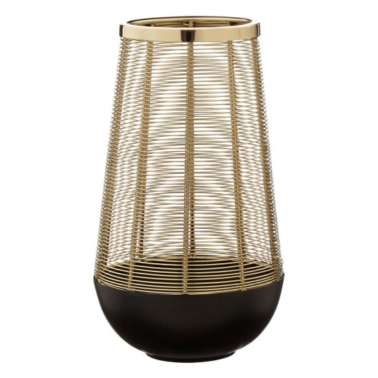 Ella Small Black And Gold Hurricane Candle Holder