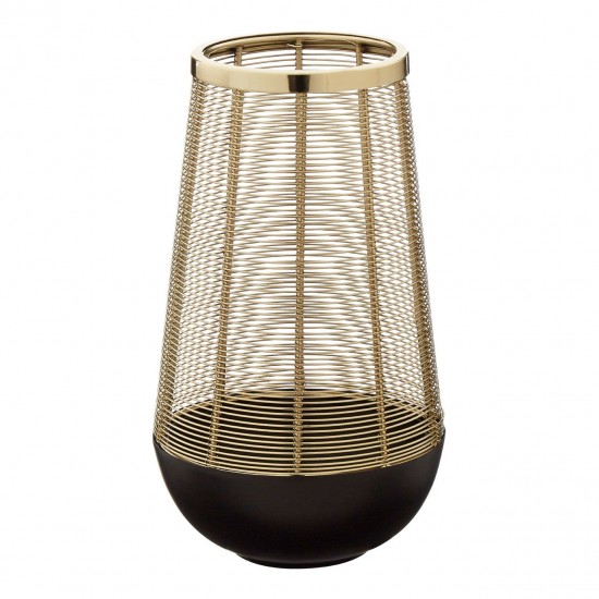 Ella Small Black And Gold Hurricane Candle Holder