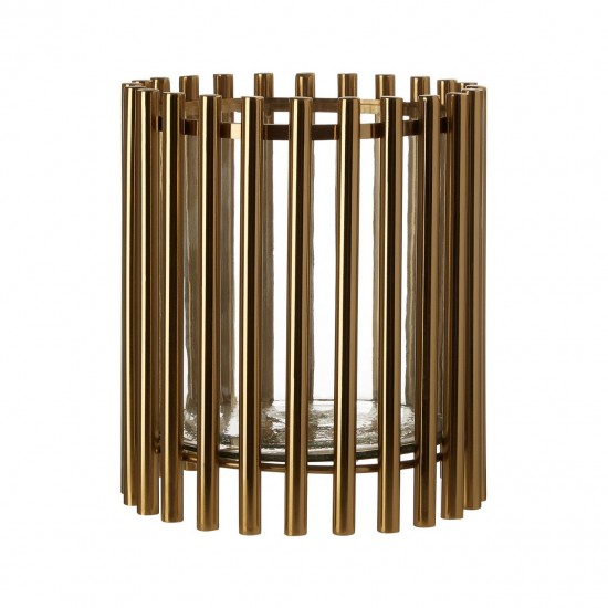 Ella Small Tubular Gold Hurricane Candle Holder