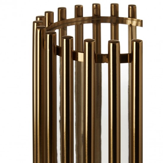 Ella Small Tubular Gold Hurricane Candle Holder