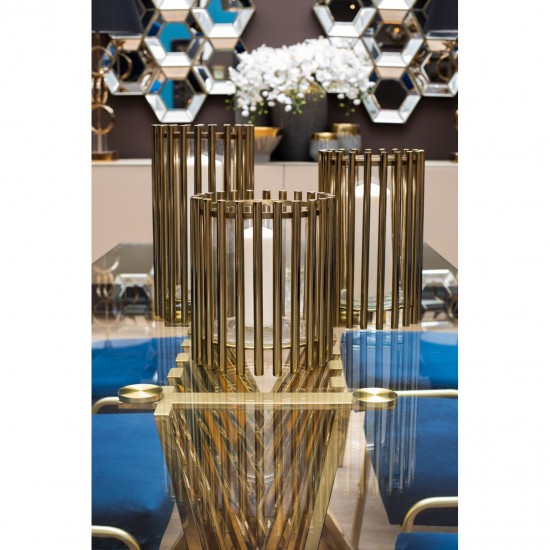 Ella Medium Tubular Gold Hurricane Candle Holder