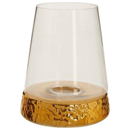 Dimple Large Gold Hurricane Candle Holder 