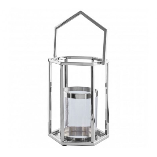 Harbor Small Hexagonal Silver Finish Lantern