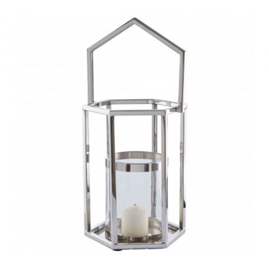 Harbor Small Hexagonal Silver Finish Lantern