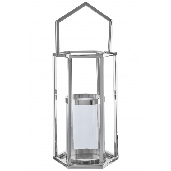 Harbor Large Hexagonal Silver Finish Lantern