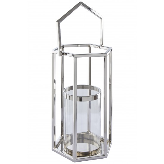 Harbor Large Hexagonal Silver Finish Lantern