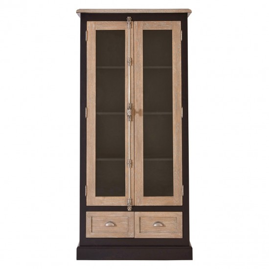 Loire Oak, Birch Wood and Glass Cabinet 