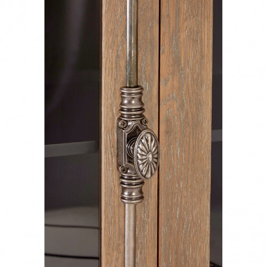 Loire Oak, Birch Wood and Glass Cabinet 