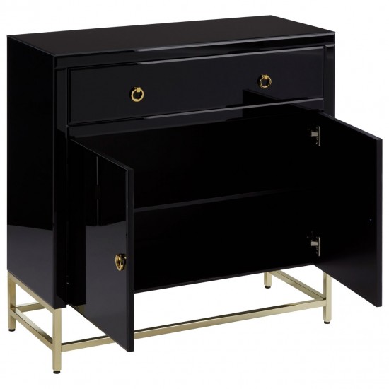 Brach Black and Gold Finish Large Cabinet