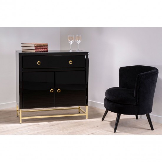 Brach Black and Gold Finish Large Cabinet