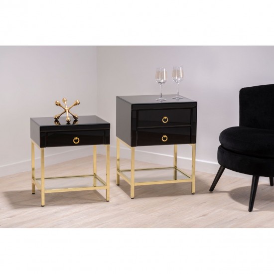 Brach Black and Gold Finish Cabinet - Side Table 