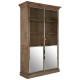 Madison Carved Light Wood, Chrome and Glass Display Cabinet
