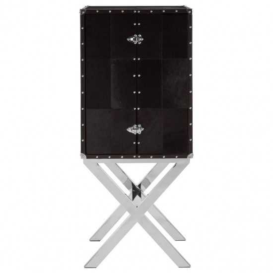 Soho Cow Hide Cross Base Drinks Cabinet