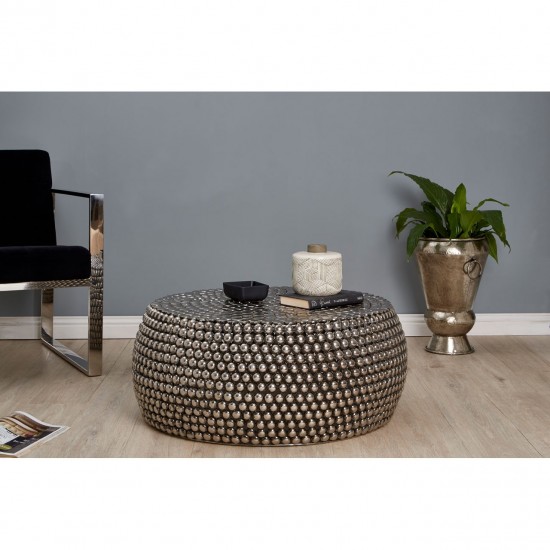 Moura Silver Finish Beaded Coffee Table