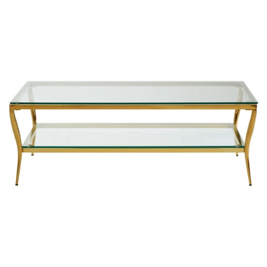 Eclectic Gold And Glass Coffee Table 