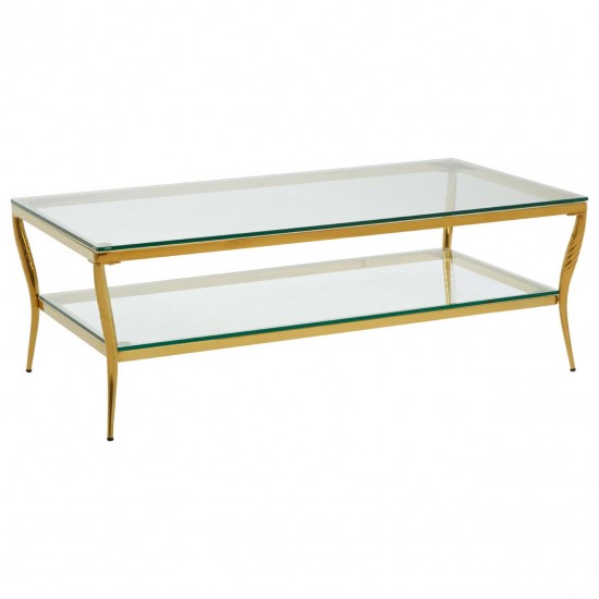 Eclectic Gold And Glass Coffee Table 