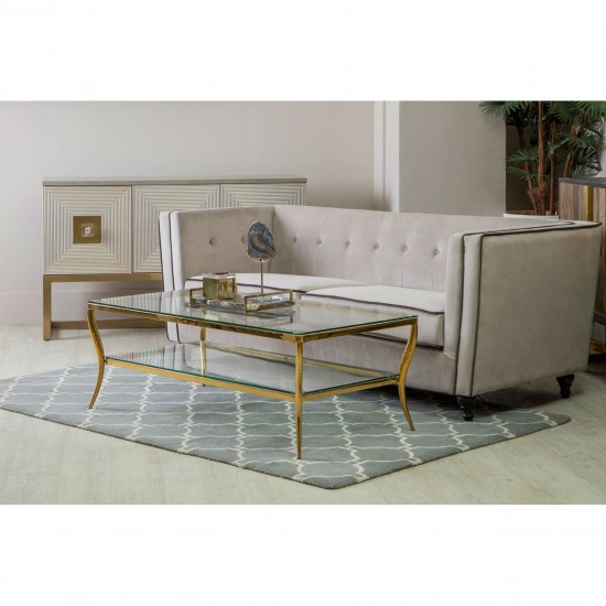 Eclectic Gold And Glass Coffee Table 