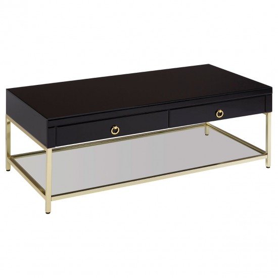 Brach Black and Gold Finish Coffee Table 