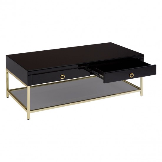 Brach Black and Gold Finish Coffee Table 